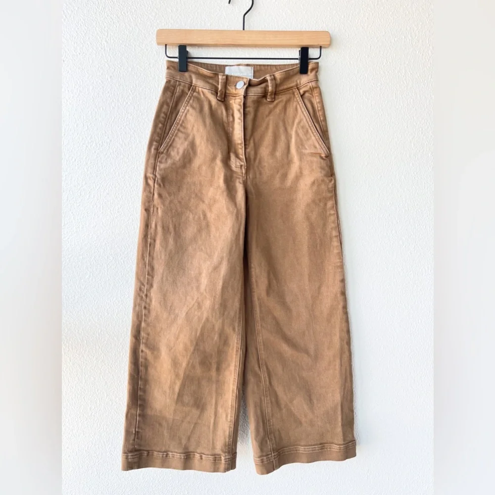 Everlane Wide Leg Crop Pants in Golden Brown 00 - Picture 4 of 8